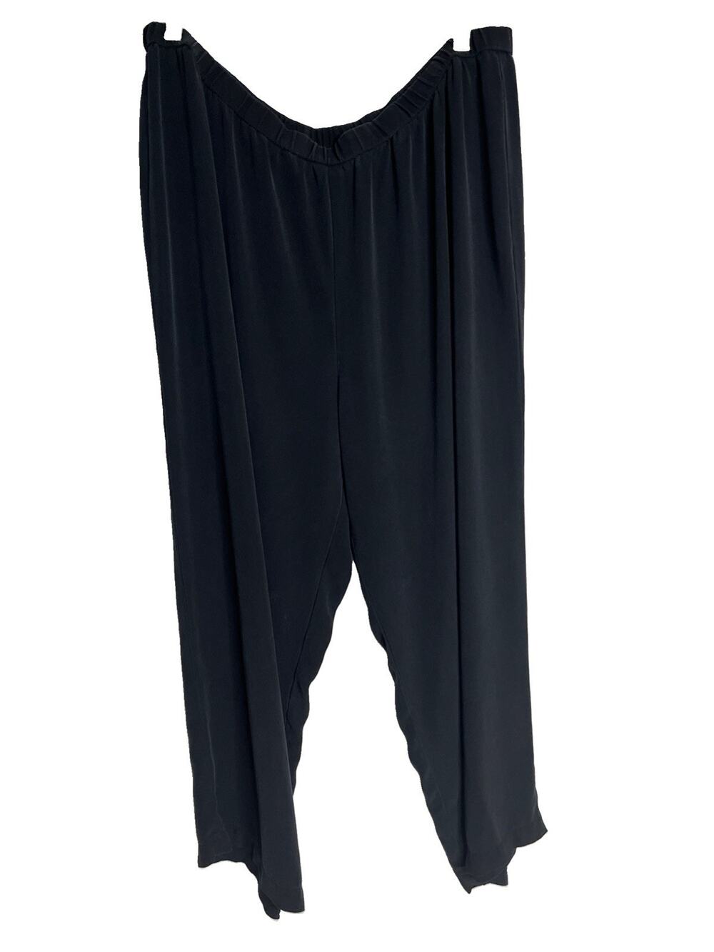 Eileen Fisher Woman Plus 1X Black 100% Silk Pull On Wide Leg Pants